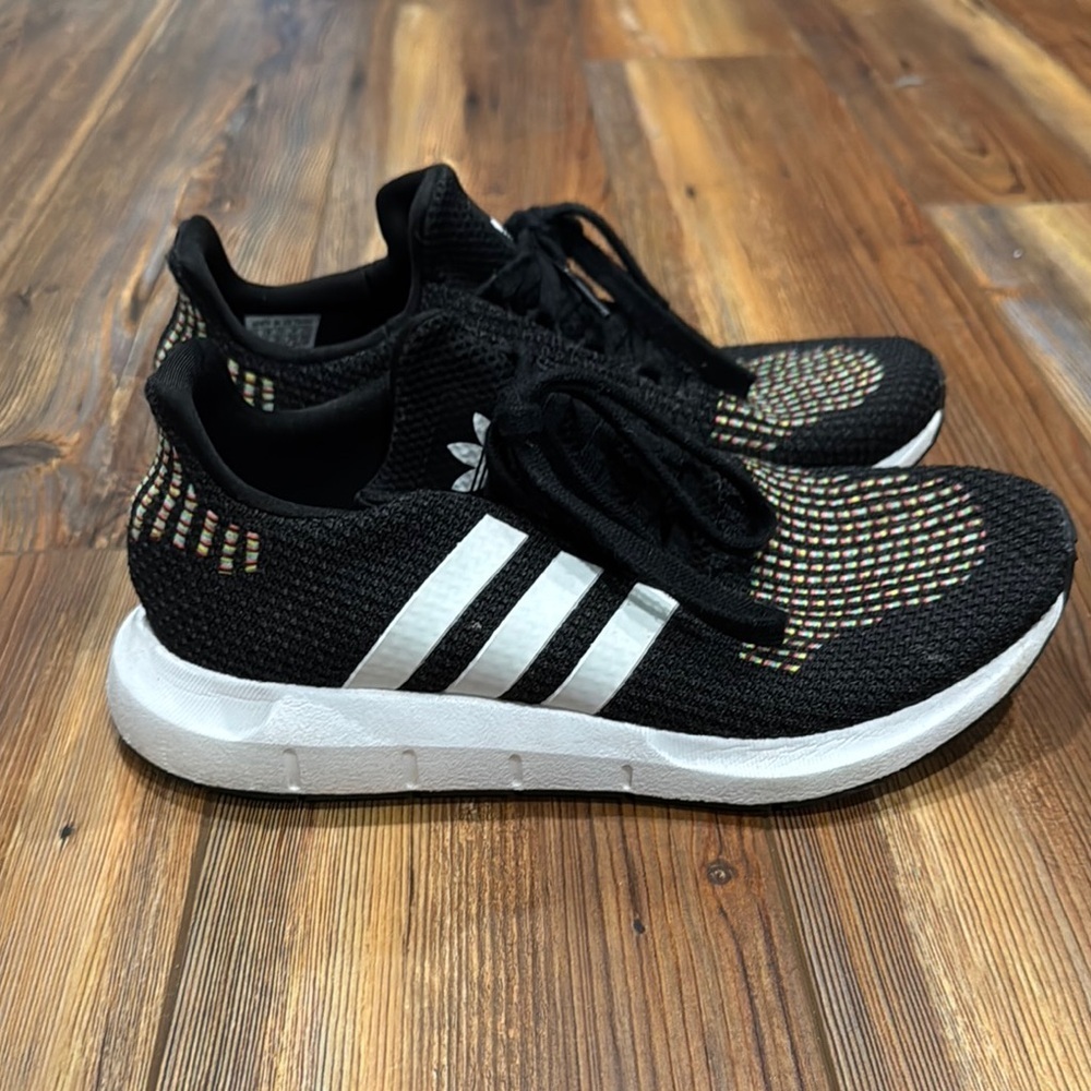 Adidas Black and White Sneakers with Mesh Upper